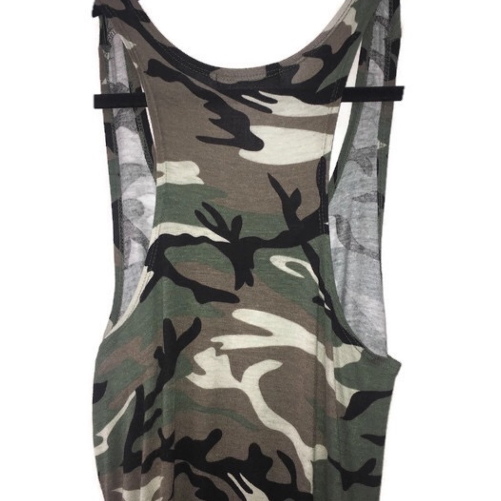 Asymmetrical Racerback Camouflage Maxi Dress - Picture 5 of 7